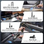 KMM Handheld Car Vacuum Cleaner, 9000PA Vacuum Cleaner & Air Duster, 120W High Power Vacuum Portable Cordless, Hand Held Vacuum Rechargeable with Multi-Nozzles & LED Light for Home, Car, Office - Image 5