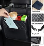 LXUNYI Car Seat Organizer,2 Pack Waterproof Pu Leather Backseat Car Organizer and Storage Bag Foldable Universal Hanging Car Seat Back Organizers for Kids & Adults Car Travel Accessories（Black） - Image 2