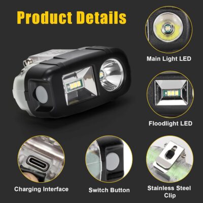 Rechargeable LED Headlamp with Spotlight and Floodlight High Brightness Mining Headlamp Waterproof Hard Hat Light for Hunting, Camping, Night Work, Caving (M60 Miner Lamp Kit+Black hat) - Image 5
