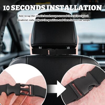 Furry Bow Car Headrest Pillow,Soft & Comfortable Car Neck Pillow for Cars Decorations & Fatigue Relief,Universal Head Rest Pillows for Cars Interior Accessories for Trucks,SUVs (Pink) - Image 6