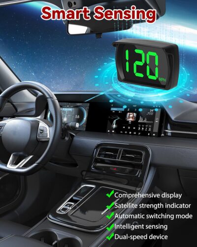 Universal GPS Speedometer HUD Display for Car, Real-Time MPH Digital Speed, MPH Warning Car GPS Overspeed Alarm Speedometer with LED Large Font Display+USB Cable Plug for Truck Motor SUV All Vehicles - Image 4