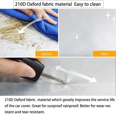 Half Car Cover All Weather Car Body Cover Sunshade Cover Snow Cover Waterproof Snowproof Universal 210D Oxford Fabric (Fit SUV Length 174'' to 189'') - Image 7