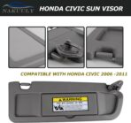 Nakuuly Left Driver and Right Passenger Side Sun Visor Atlas Gray Compatible with Honda Civic 2006 2007 2008 2009 2010 2011 Replaces # 83280-SNA-A01ZA 83230-SNA-A01ZA - Image 3