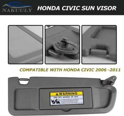 Nakuuly Left Driver and Right Passenger Side Sun Visor Atlas Gray Compatible with Honda Civic 2006 2007 2008 2009 2010 2011 Replaces # 83280-SNA-A01ZA 83230-SNA-A01ZA - Image 3