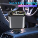 MLVOC 66W Retractable Car Charger with Starlight Projection, 4-in-1 Fast Charging Car Adapter with USB-C & Lightning Cables, Dual Ports, Adjustable Plug for iPhone, Android, Road Trips(Black) - Image 7