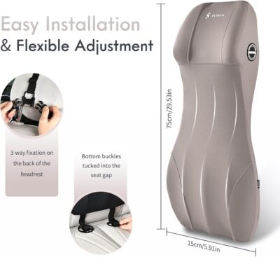 FLORICH Lumbar Support Pillow and Car Neck Pillow Memory Foam Integrated Lumbar Support Cushion with Headrest Pillow Ergonomic Car Seat Back Support for Head Waist Support Sciatica Pain Relief, Gray - Image 5