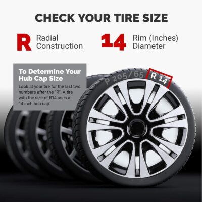 4 Pcs Car Wheel Hub Cap, Hub Caps 14 Inch Hubcaps Set Stylish Hubcap Wheel Covers Universal for Cars Truck SUV - Image 7