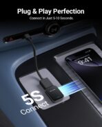 2-in-1 Mini Wireless CarPlay Adapter for iOS Android Auto Plug and Play Low Latency Portable Carplay Adapter Converts Wired to Wireless CarPlay for iOS10+/Android 11+, Gray - Image 3