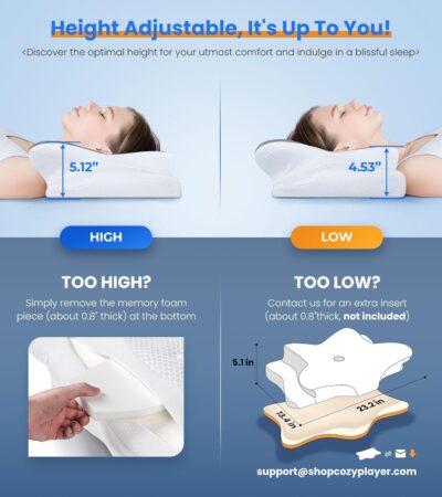 Ultra Pain Relief Cooling Pillow for Neck Support, Adjustable Cervical Pillow Cozy Sleeping, Odorless Ergonomic Contour Memory Foam Pillows, Orthopedic Bed Pillow for Side Back Stomach Sleeper - Image 4