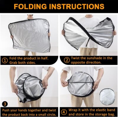 TOPINSTALL Foldable Windshield Sunshade Compatible with Ford Bronco 2/4-Door 2021-2026, Front Window Sun Protector with Storage Pouch Thicker Reflective Polyeste (Not for Sport Model) - Image 6