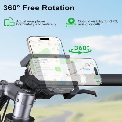 Vitog Motorcycle Bike Phone Holder with Waterproof Pouch, 360° Rotatable Clip, No Camera Blocking, Rainproof Protection, Bike Phone Mount with Stable Grip, Universal Fit for Motorcycle/Scooter/ATV - Image 3