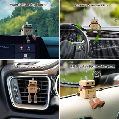 Car Air Freshener Wobbly Wooden Doll – Reusable & Refillable Linden Wood Car Diffuser Ornament, Handmade Shaking Feet Dashboard Decoration, Add Any Fragrance, 3 Scents (Lavender, Hilton & Jasmine) - Image 6