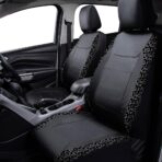 Flying Banner Carbon Fiber Leather Vehicle Seat Covers, Leopard Gray Black, Universal Fit - 8PCS - Image 2