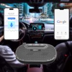 Bluetooth Speaker for Car Hands Free - Bluetooth Speakerphone for Cell Phone Support Siri Google Voice Assistant - Wireless Car Kit with Visor Clip BC966C - Image 2
