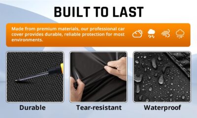 Car Covers for Automobiles All Weather Waterproof with Silver Stripe Design, Universal Fit Kia Stinger K5/Optima, Chevy Malibu, Cadillac CT4, BMW 3 Series(19-25), Benz C-Class(22-25) - Image 3