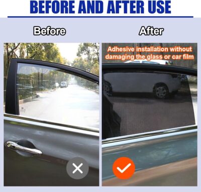 4PCS Car Side Window Sunshade - Reusable Washable Static Cling Film Car Window Shade Sticker Block UV Rays & Heat Glare - Vehicle Window Film Shade Privacy Protector for Most Cars (Black) - Image 5