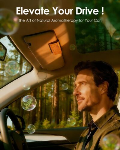 Car Air Freshener - Wood Air Freshener - Long Lasting Car Odor Eliminator for Visor Clip-Variety Scent Starter Kit, Vehicle Scent Diffuser Men&Women- Pack of 3 (Teak-Amber-Grove) - Image 4