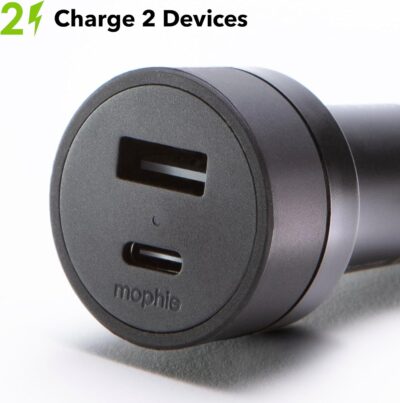 Mophie 42W Dual USB-C + USB-A Car Charger, Universal AUX Compatibility, LED Indicator, Fast Charging, Multi-Device - Image 3