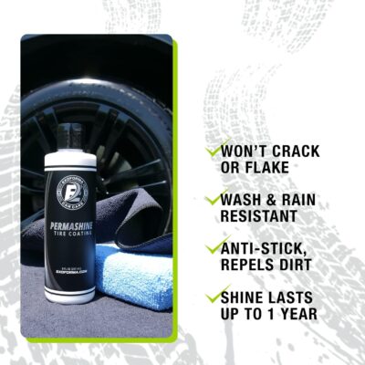 ExoForma PermaShine Tire Coating & Dressing - Extreme High Shine & Durability - Long-Lasting Acrylic Anti-Stick No-Sling Protection - Won’t Wash Off - Dries Fast to the Touch - 8 fl oz - Image 4