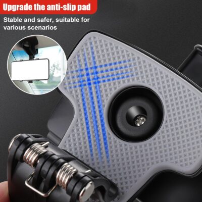 Car Phone Mount, 360° Rotatable ABS Auto Rearview Mirror Cellphone Bracket Clip with Non-Slip Base, Multifunctional Vehicle Interior Dash Phone Holder for 3 to 7 Inch Smartphones - Image 5