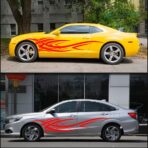 2Pcs 94.4'' Universal Flame Graphics Car Auto Body Side Sticker Racing Sports Self-Adhesive Side Strip Decal Decoration Accessories for Truck SUV Off-Road Vehicles (Style2 Red) - Image 4