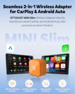 OTTOCAST 2026 New Mini Slim Orange, 2-in-1 Wireless CarPlay Adapter & Android Auto Adapter, Plug & Play Wireless Carplay Dongle, 5s Auto-Connect, Mini Cube for Factory Wired Cars, iPhone & Android - Image 2