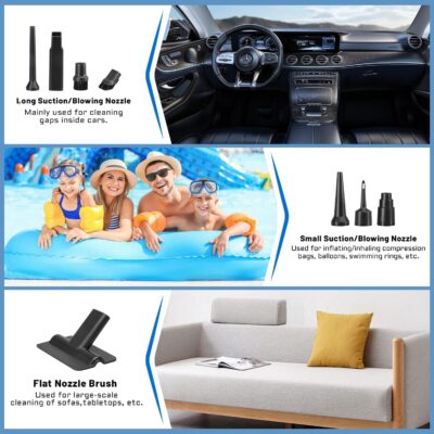 Handheld Vacuum Cleaner, 22000Pa Powerful Car Vacuum Cleaner Cordless, Lightweight Mini Car Hoover, Rechargeable Portable Air Duster for Car, Home, Kitchen - Image 5