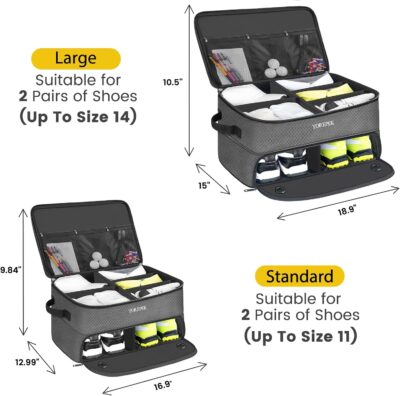 YOREPEK 2 Layer Golf Trunk Organizer, Golf Gifts for Men with Separate Ventilated Compartment for 2 Pair Shoes, Waterproof Car Trunk Locker for Balls, Tees, Clothes, Gloves, Gifts for Golfers - Image 3