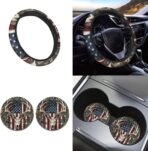 SEANATIVE Universal Fit Car Neoprene Steering Wheel Cover American Flag with Camo Deer Pattern 14-15 Inch Anti-Slip Wheel Protector for SUV Sedan Vans Trucks - Image 2