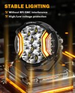 Auxbeam 5In V-Ultra Series 172W LED Light Pods, Offroad Round Driving Light with Amber DRL, 270° Wide Range Super Bright Side Shooter White Hyper Spot Beam Universal Lights with Black Cover-2PCS - Image 6