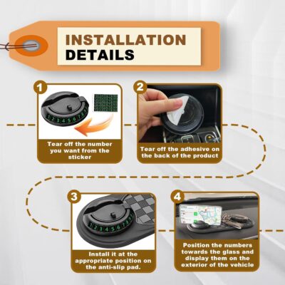 Universal Multifunction Anti-Slip Car Dashboard Mat, Rotatable Car Phone Holder Dashboard Pad with Temporary Parking Number Non-Sticky Mat for Phones Sunglasses Keys Gadgets - Image 4