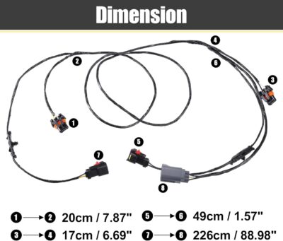 X AUTOHAUX 1 Set Front Fog Light Lamp Wiring Harness for Chrysler 300 2005 2006 2007 2009 2010 No.5059136AB Fog Light Adapter Harness - Image 3