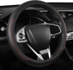 Car Steering Wheel Cover,Microfiber Leather Steering Wheel Cover Universal 14.5-15 inch, Anti-Slip Breathable Auto Wheel Cover Protector for Men Women, (Black)