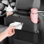 HOLDCY Car Back Seat Organizer with 2 Drink Cup Holder - Tissue Box and Storage Box Hook - Multi-functional Storage - Great for Kids and Travel (Black) - Image 4