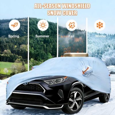 Solar Powered Car Cover for Outdoor Parking – Electric Automatic Retractable Sun Shade,Portable Battery-Powered Heat Shield Fit Sedan SUV Mpv gold-3XXL - Image 4
