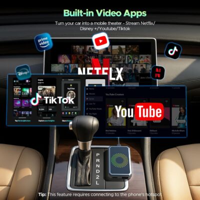 LAMTTO 3-in-1 Wireless Carplay Android Auto Adapter Built-in Net-Flix YouTube Tiktok Apps Magic Box Video Player with 5.8GHz WiFi USB Drive Convert Wired to Wireless for OEM CarPlay Cars (2016-2024) - Image 3