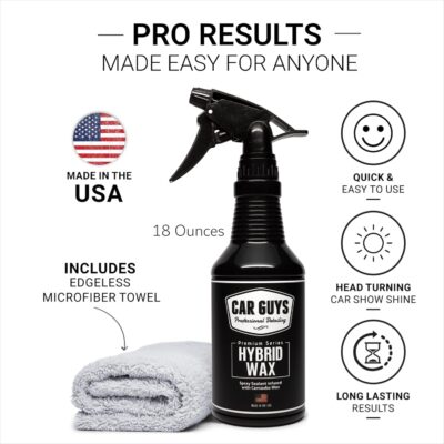 CAR GUYS Hybrid Spray Wax | Advanced Car Wax | Long Lasting and Easy To Use | Safe on All Surfaces | 18 Oz Kit with Towel - Image 3