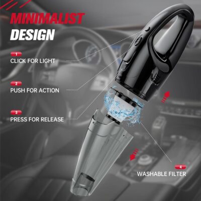30-Min Runtime Pro Handheld Vacuum Cordless - 1.65lbs Ultra Lightweight, 3-in-1 with LED Light & HEPA Filter, for Car Detailing & Pet Hair (Graphite) - Image 7