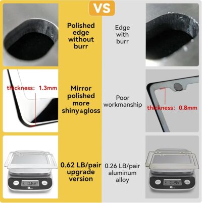 Premium Chrome License Plate Frames with 2 Anti-Scratch Pads & 4 Tire Valve Caps, Heavy Duty Rust-Free Chrome License Plate Frame 2 Pack for Women & Men, 2 Holes Universal Fit for Cars & Trucks - Image 5