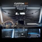 DooGooCoo Windshield Sun Shade Umbrella for Ford F150 Accessories 2015-2025 2026, UV Block F150 Sun Shade for F-150 Truck Sunshade for Car Windshield, Heat Shield Sunshade for Ford Front Windshield. - Image 2