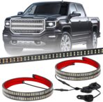 XRIDONSEN 2PCS 30 inch White Grill Strobe Lights Strip 360 LED Truck Grille Lights Exterior Front/Rear Emergency Flashing Warning Hazard Safety Caution Lights for Tow Plow Trucks Construction Vehicles