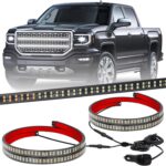 XRIDONSEN 2PCS 30 inch White Grill Strobe Lights Strip 360 LED Truck Grille Lights Exterior Front/Rear Emergency Flashing Warning Hazard Safety Caution Lights for Tow Plow Trucks Construction Vehicles