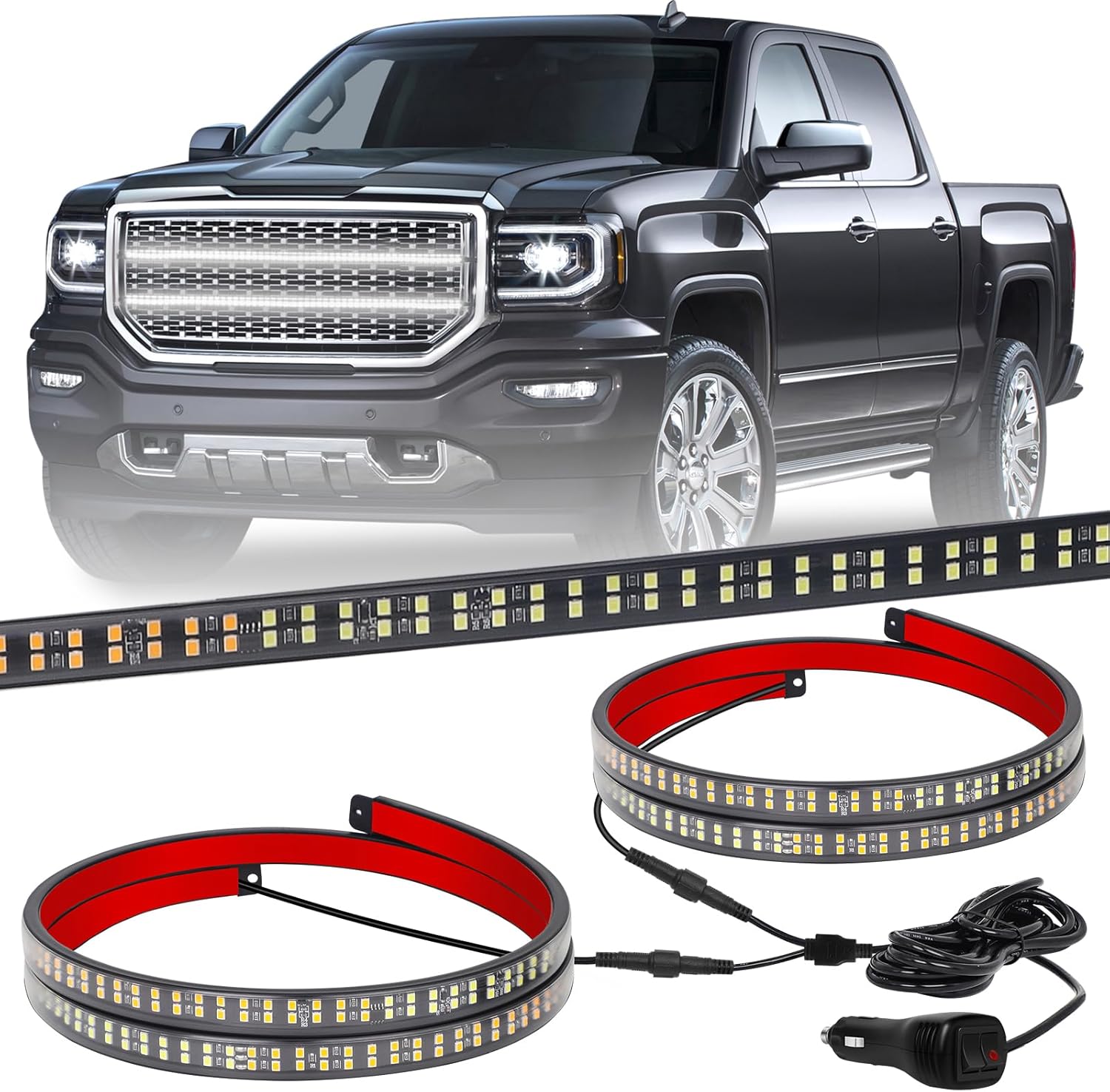 71-XKOHx1zL._AC_SL1500_.jpg XRIDONSEN 2PCS 30 inch White Grill Strobe Lights Strip 360 LED Truck Grille Lights Exterior Front/Rear Emergency Flashing Warning Hazard Safety Caution Lights for Tow Plow Trucks Construction Vehicles - Image 1
