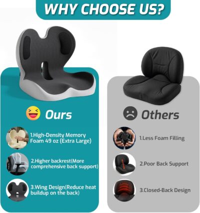 Ergonomic Seat Cushion,Office Chair Cushion with Lumbar Support Pillow,Car Orthopedic Seat Cushions,Designed for Sciatica,Tailbone,Back Pain Relief,for Office,Car,Truck,Home,Desk Chair - Image 7