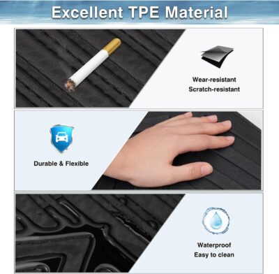 Mixsuper Floor Mats for 2022-2026 Honda Civic Sedan/Hatchback/Sport and 2023-2025 Acura Integra, All Weather 3D TPE Floor Liners 1st & 2nd Row Heavy-Duty Car Mats, Black (for 2nd Row w/o USB Port) - Image 7