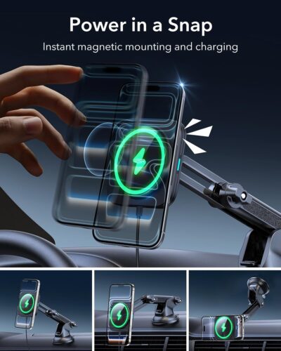 ESR for MagSafe Car Mount Charger, for Magsafe Car Charger, Dashboard Suction Cup Magnetic Car Mount, 360° Rotation, Magnetic Car Phone Holder for iPhone 17e/17/16/15/14/13/12, S26/S25, Fast Charging - Image 3