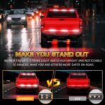 XRIDONSEN 48 inch Truck Tailgate Emergency Lights Strip 288 LED Tail/Rear Window Strobe Light Red White Flashing Warning Hazard Safety Fire Fighter Lights for Vehicles Trucks Pickup POV - Image 2