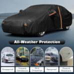 Waterproof Car Cover for 2011-2025 VW Jetta, All Weather Sedan Outdoor Sun UV Rain Dust Snow Wind Protection Cover for Automobiles with Zipper Door & Windproof Bands (Black) - Image 6