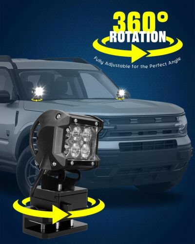 Quick Release Universal Hood Ditch Light Mounting Brackets, Dual Mount Options with 5-Point Lockdown Base CNC Aluminum Adjustable LED Pod Light Mount Kit 2PCS - Image 8