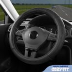 Skechers Steering Wheel Cover Contour Foam Cozy Fit, Leather Steering Wheel Covers,Universal Anti-Slip Fit 14" 1/2-15" Car Wheel Cover for Car Decor Gifts Fit Suvs,Vans,Sedans,Car,Trucks,Black - Image 3